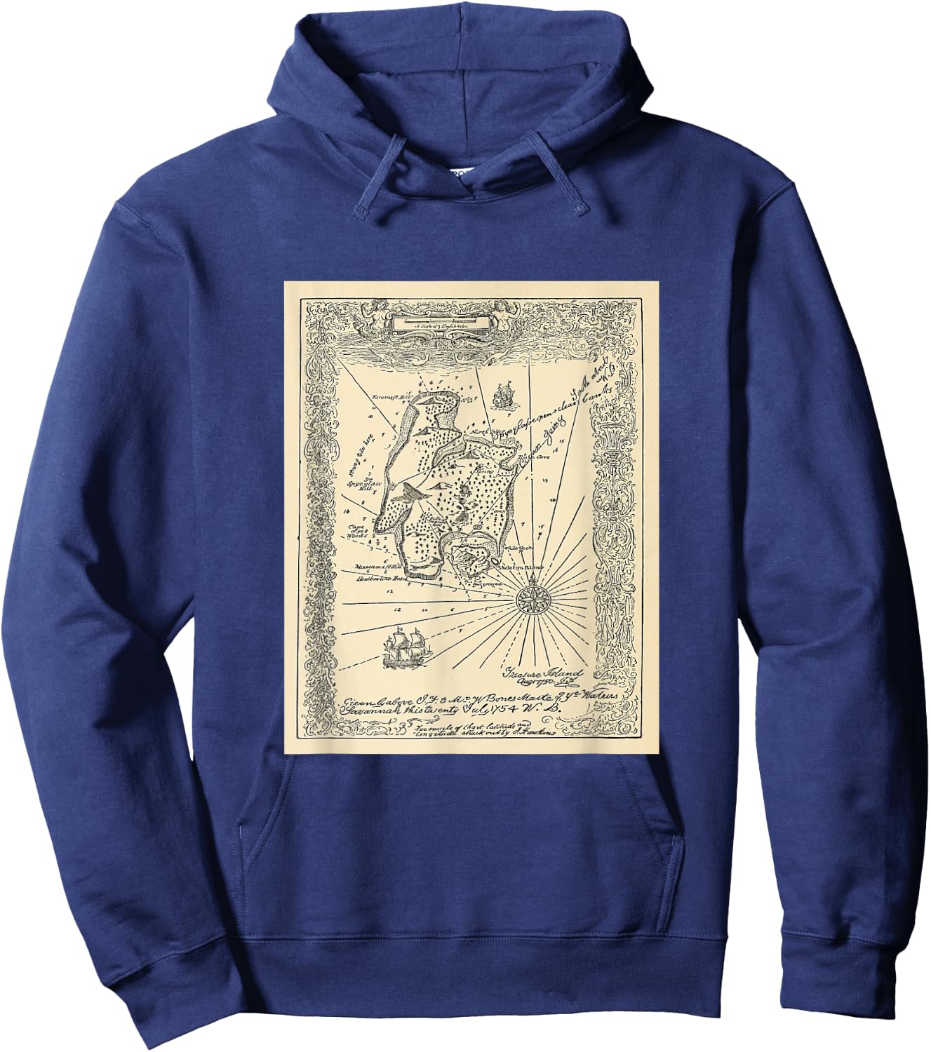 Treasure Island Map T Shirt Hoodie - Hoodie | Navy