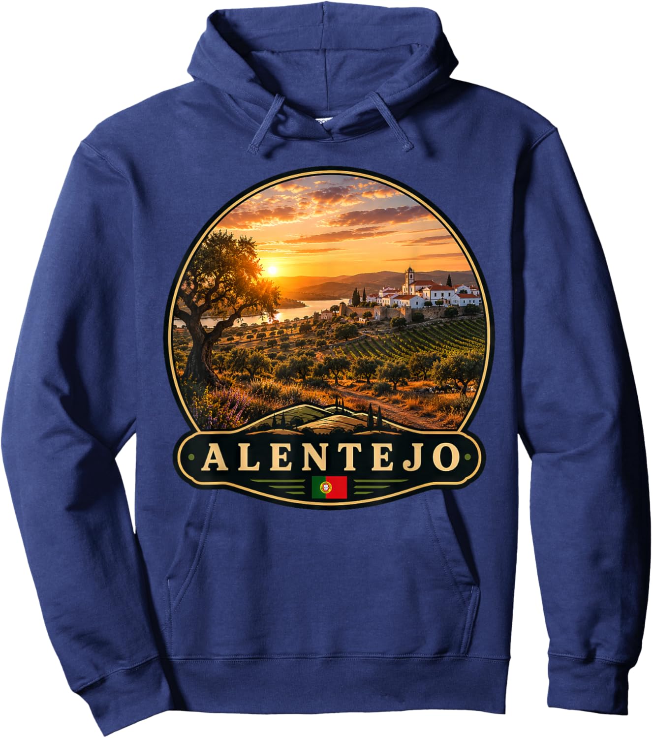 Alentejo Portugal Vintage Travel Sunset Views Hoodie - Hoodie | Navy
