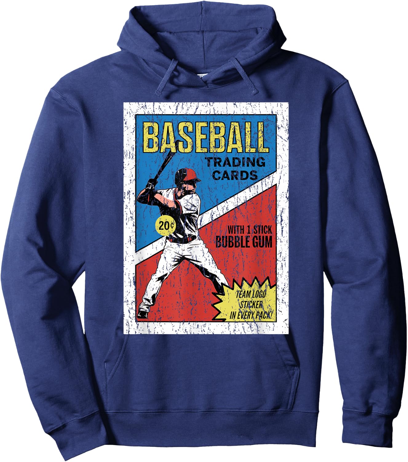 Retro Baseball Card Wrapper (Distressed) Hoodie - Hoodie | Navy