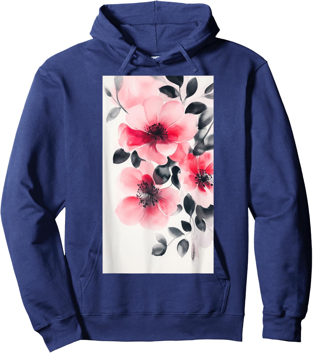 Watercolor Blooms Shades Floral art Botanical Hoodie - Hoodie | Navy