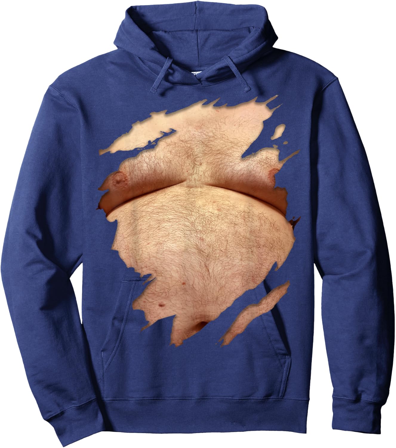 Fat Hairy Guy Big Stomach & Man Boobs Fat Dad BOD Hoodie - Hoodie | Navy
