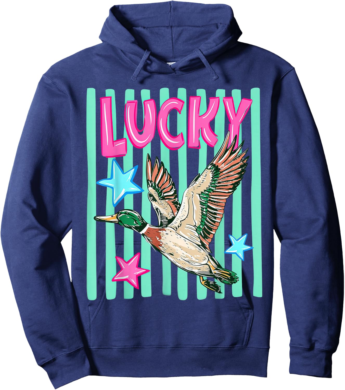 Duck Stripped Lucky Retro Hoodie - Hoodie | Navy
