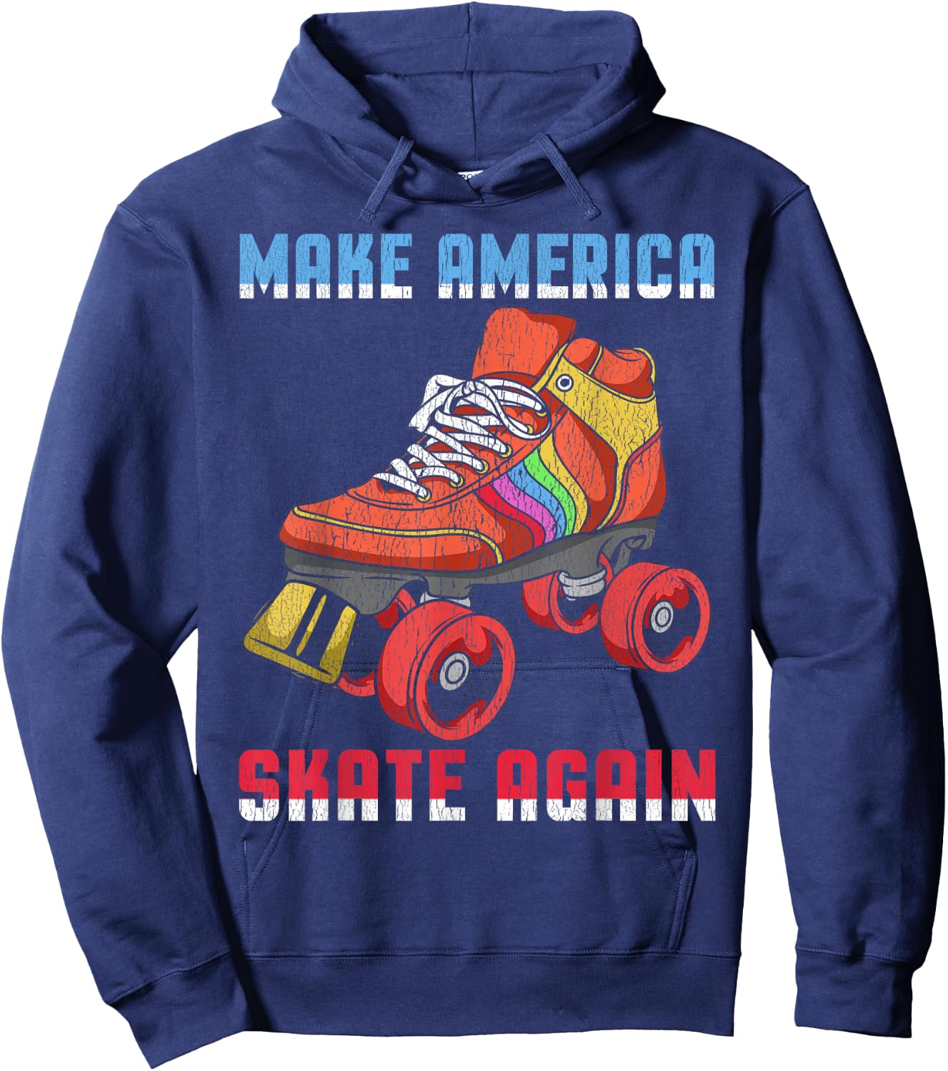 80's Rollerskates T Shirt Vintage Roller Skating Disco Hoodie - Hoodie | Navy