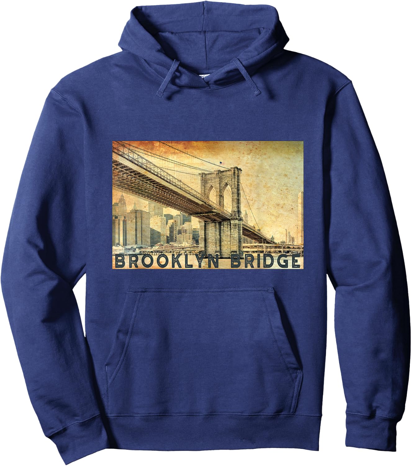 NY Brooklyn Bridge Connects Manhattan & Brooklyn Men Women Hoodie - Hoodie | Navy