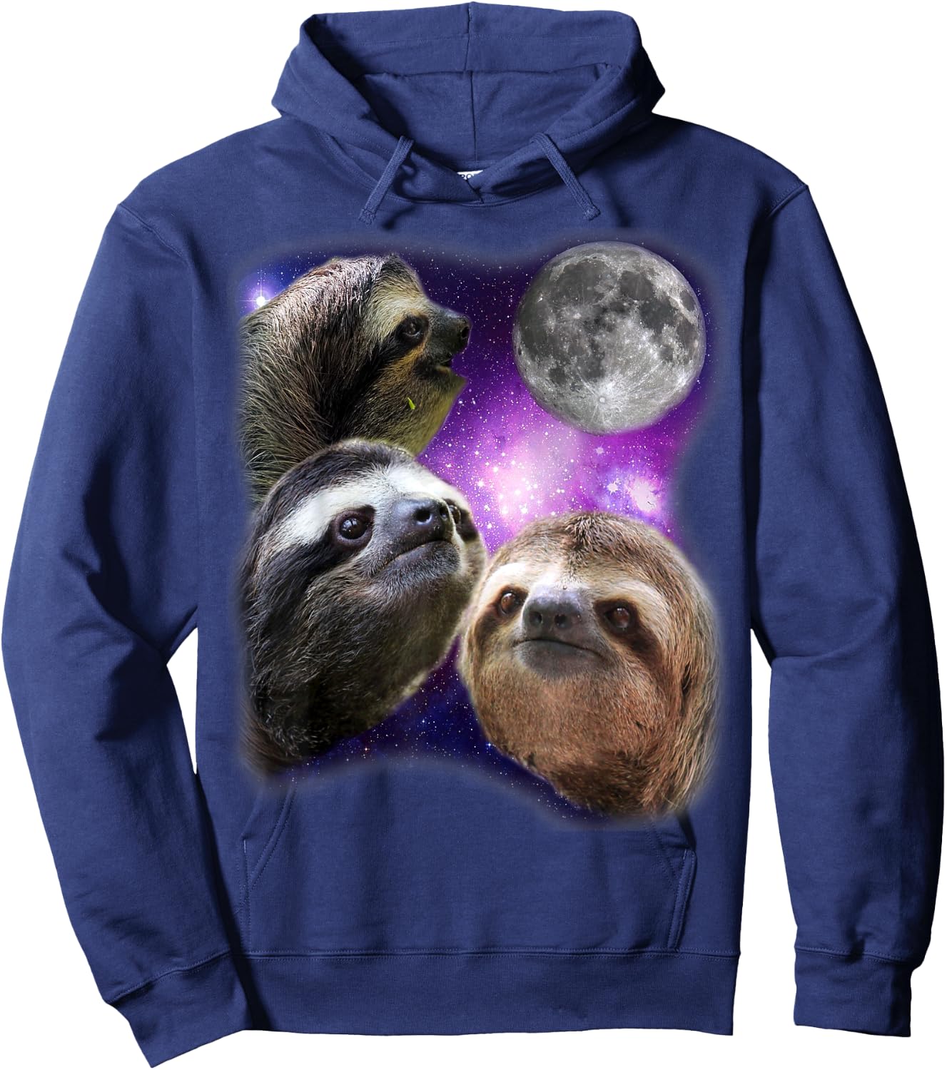 Sloth Shirt - Three Sloths Moon Parody Wolf Meme Shirt Hoodie - Hoodie | Navy