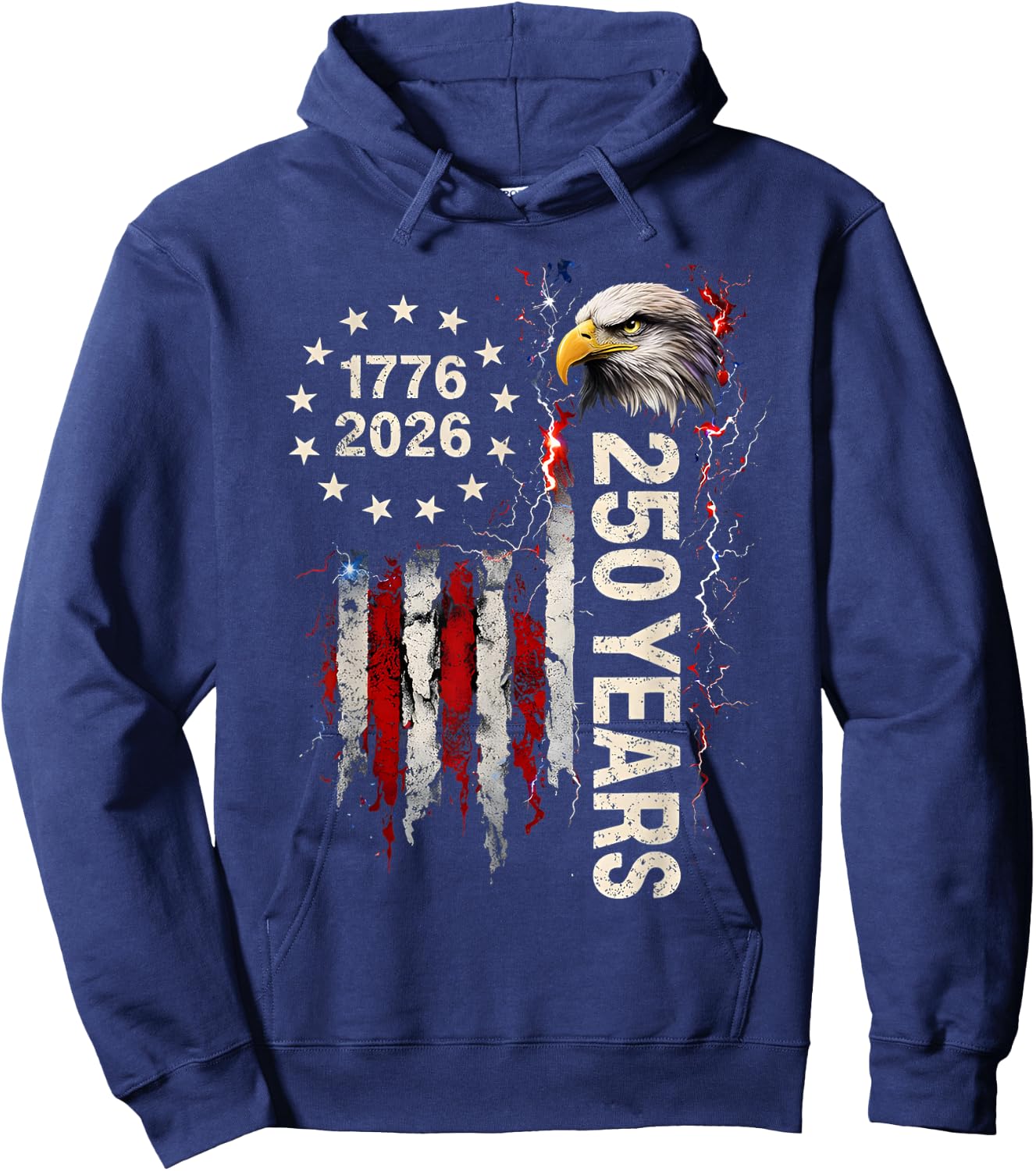 250 Years American 1776-2026 250th Eagle 4th of July US Flag Hoodie - Hoodie | Navy