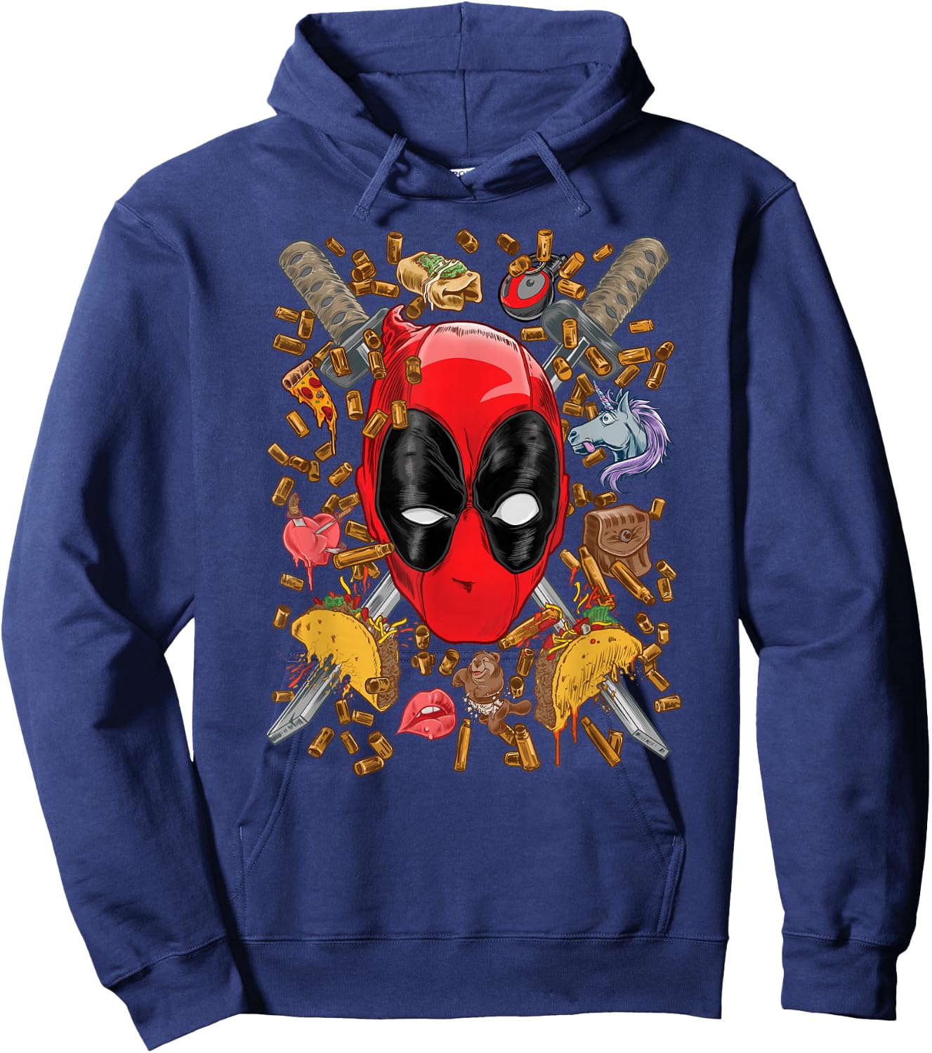 Marvel Deadpool Snacks and Bullets Hoodie - Hoodie | Navy