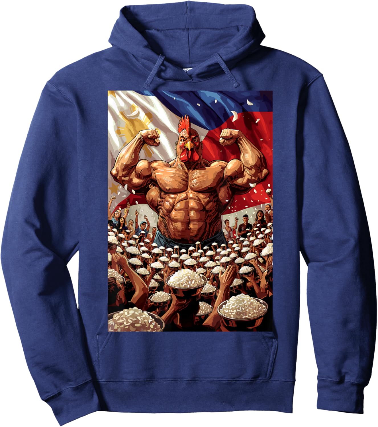 Filipino Flag Rooster and Rice Symbol of Filipino Strength Hoodie - Hoodie | Navy