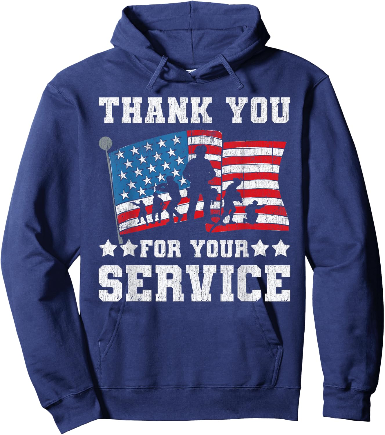 Thank You For Your Service American Flag Military Gift Shirt Hoodie - Hoodie | Navy