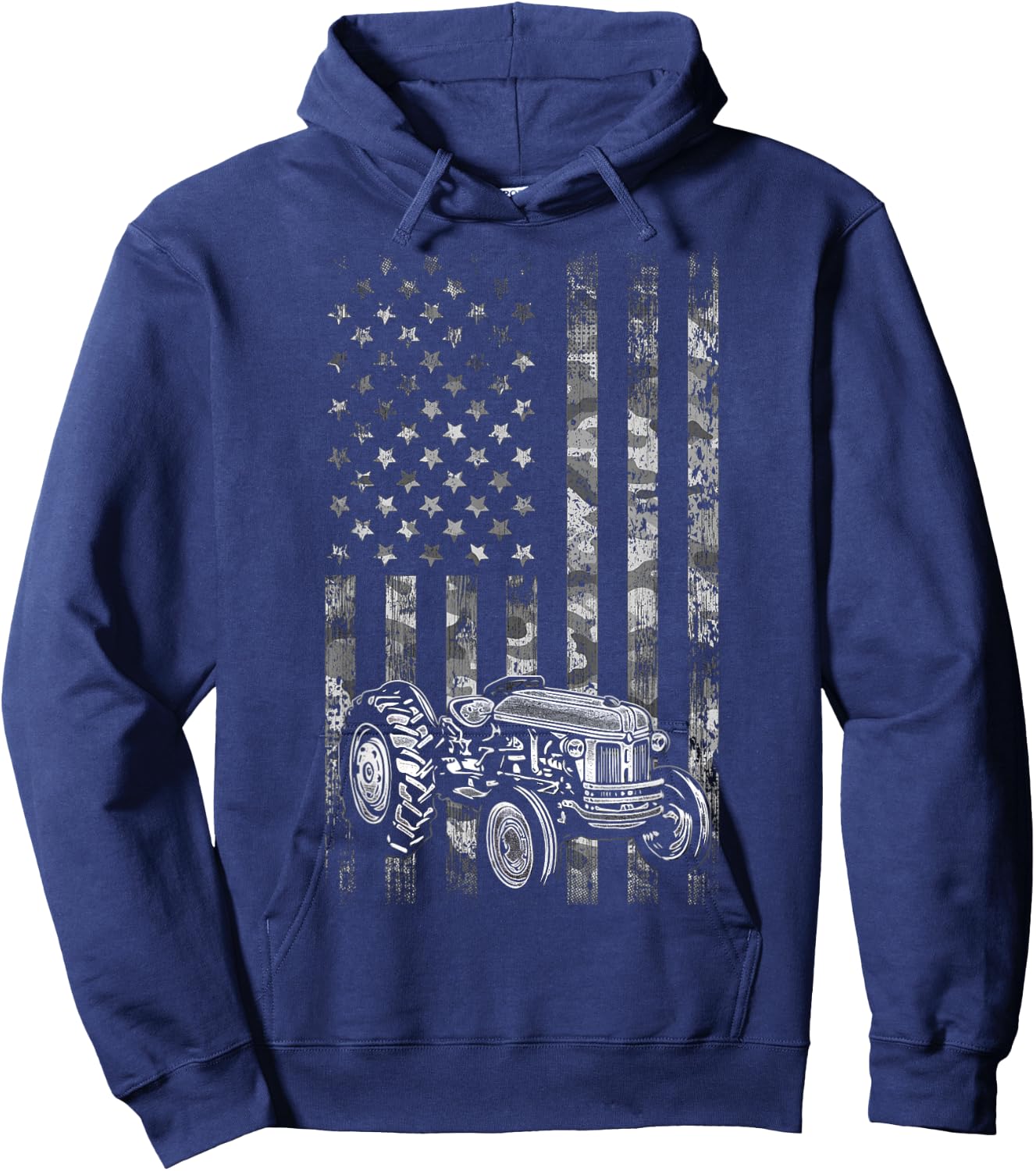 Tractor American Flag Patriotic Camo Vintage Farming Hoodie - Hoodie | Navy