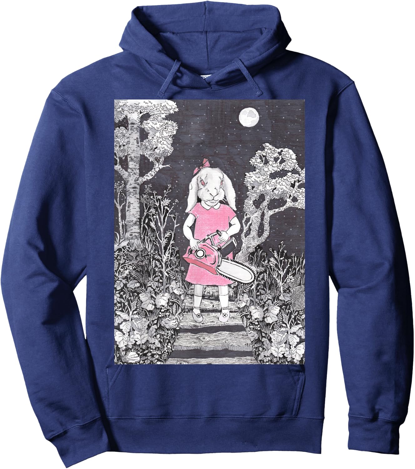 Creepy Chainsaw Bunny Goth Gothic Halloween Horror Darkness Hoodie - Hoodie | Navy