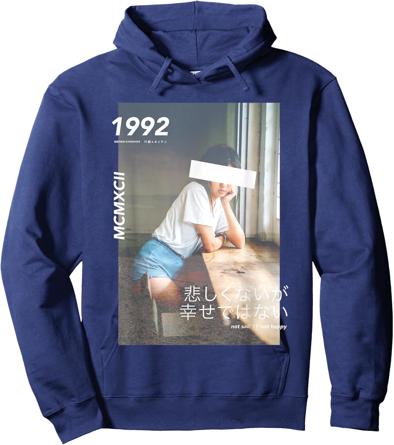 Aesthetic Japanese Vintage Streetwear Fashion Graphic Hoodie - Hoodie | Navy