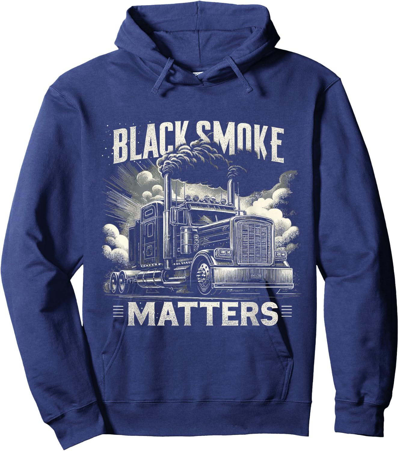 Smoke Matters Funny Truck Driver Trucking Dads Hoodie - Hoodie | Navy