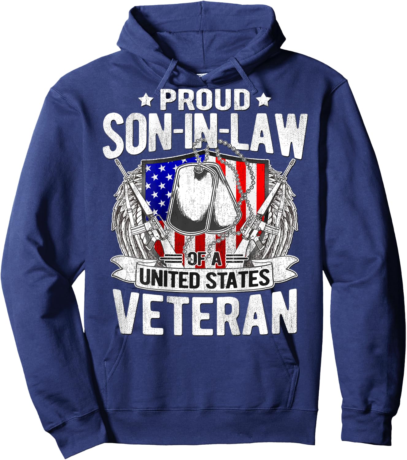 Proud Son-In-Law Of US Veteran Dog Tag Military Family Gift Hoodie - Hoodie | Navy