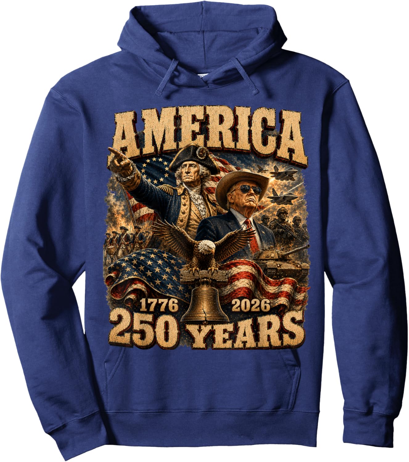 Washington Trump 250 Years of Leadership Patriotic USA Hoodie - Hoodie | Navy