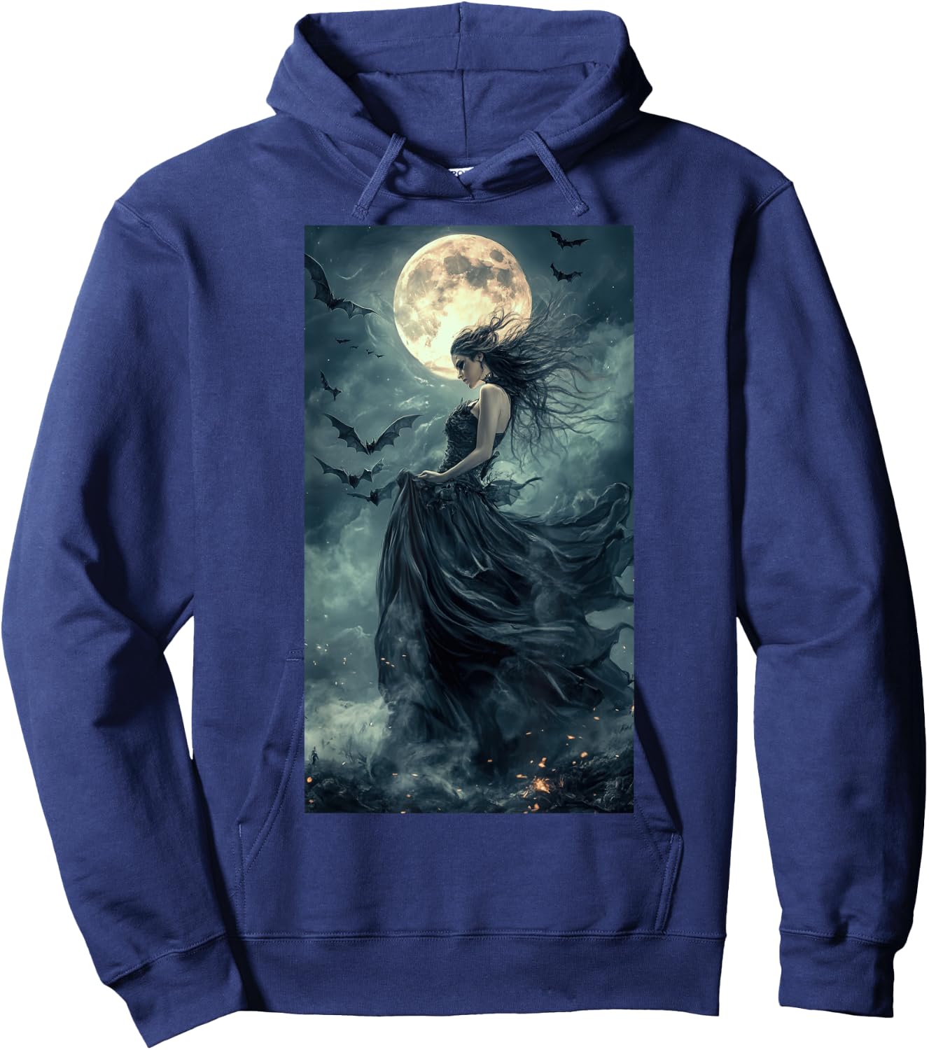 Beautiful Witch Gothic Fantasy Vampire Moonlight Hoodie - Hoodie | Navy