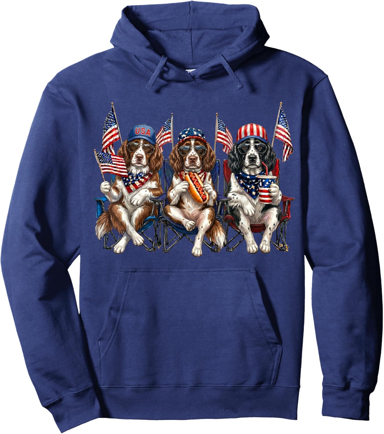 250 Years of Freedom English Springer Spaniel Dog 1776-2026 Hoodie - Hoodie | Navy