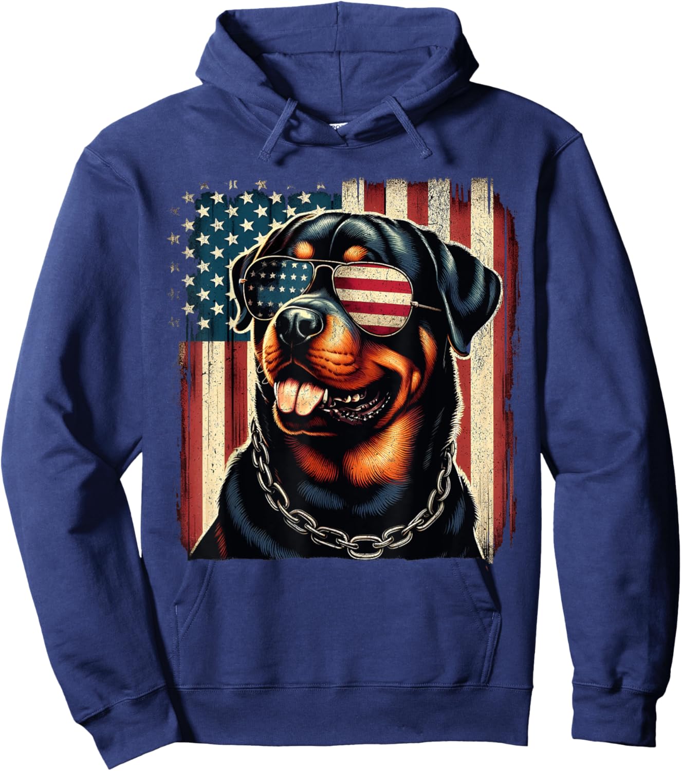 Rottweiler 4th of July American Flag Rottweiler Men Hoodie - Hoodie | Navy
