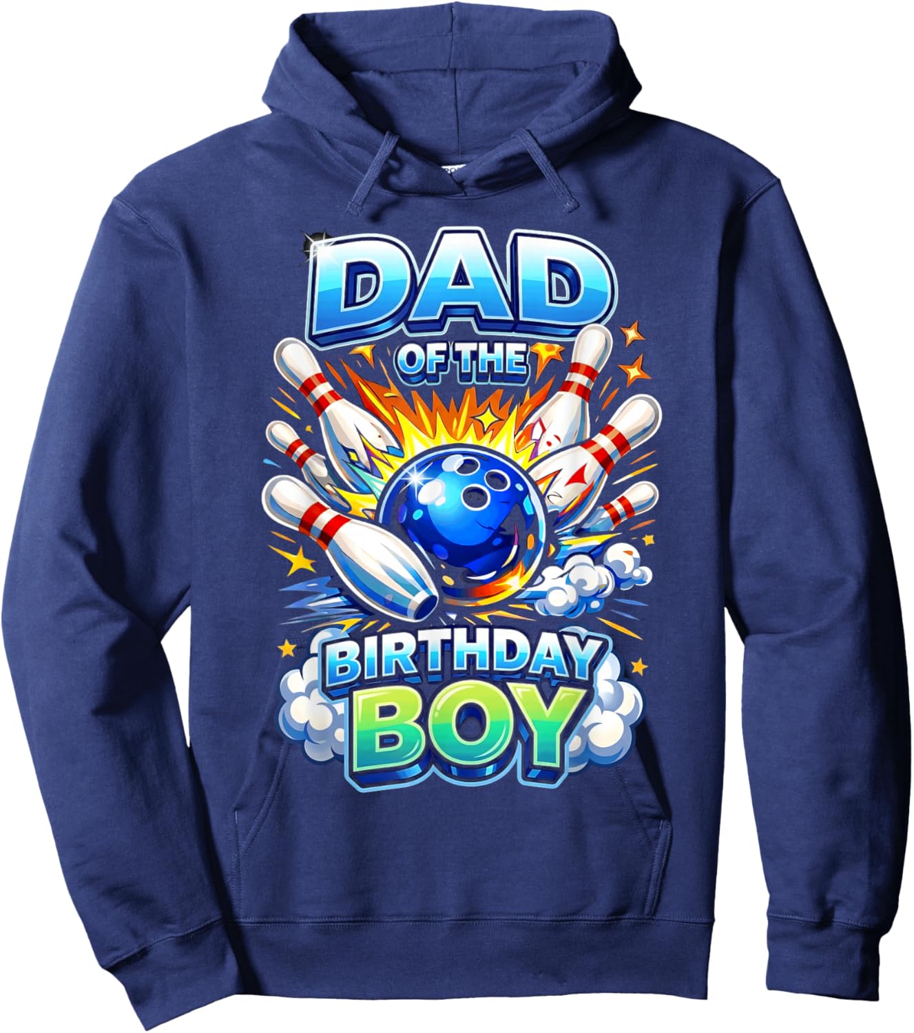 Dad of the Birthday Boy Bowling Birthday Party Supplies Hoodie - Hoodie | Navy