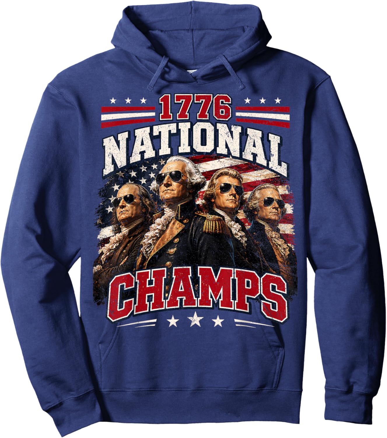 1776 National Champs Funny Patriotic America Founding Father Hoodie - Hoodie | Navy