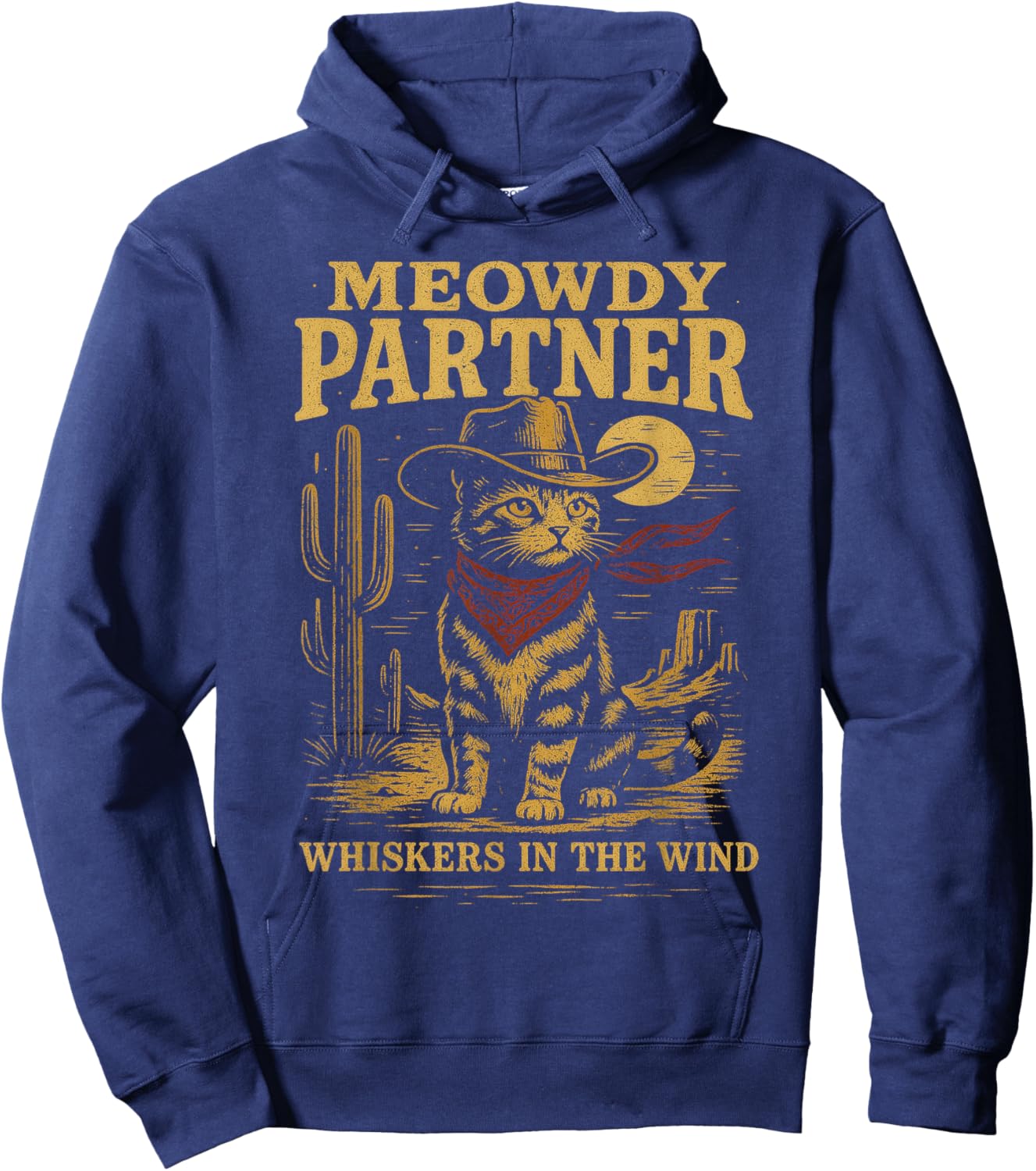 Meowdy Partner Cowboy Cat Vintage Hoodie - Hoodie | Navy