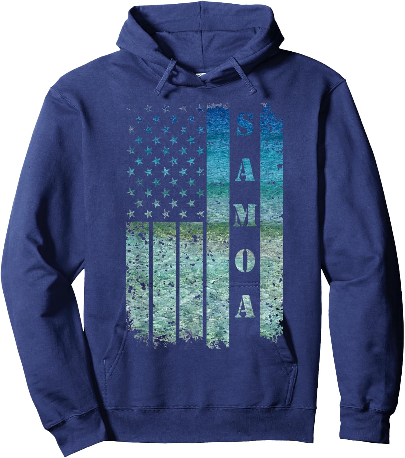 Vintage USA American Flag Samoa Samoan Beach Sunset Surfer Hoodie - Hoodie | Navy