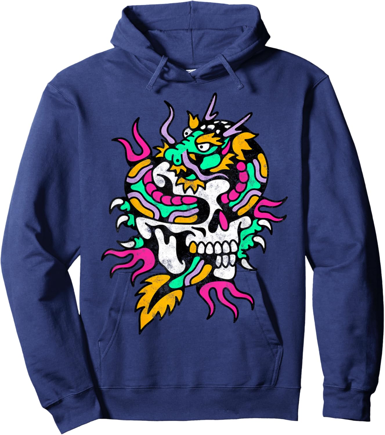 Skull Dragon American Traditional Old School Tattoo Artist Hoodie - Hoodie | Navy