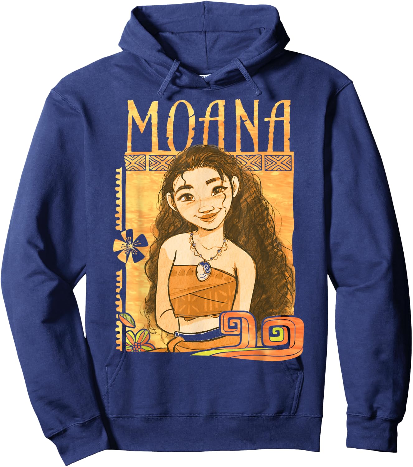 Disney Moana Artistic Tribal Island Smile Framed Portrait Hoodie - Hoodie | Navy