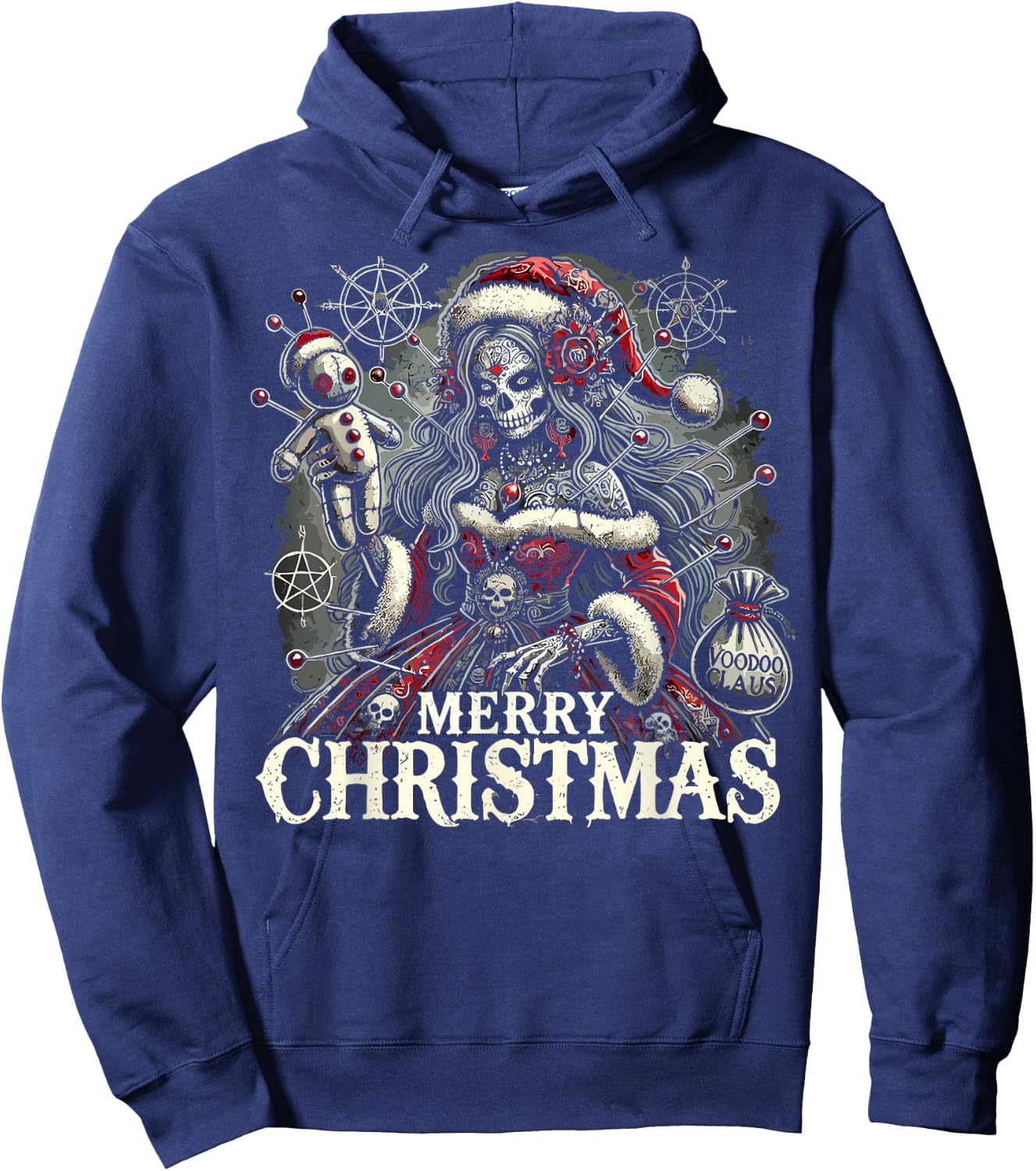 Voodoo Doll Christmas Gothic Mrs Claus Goth Christmas Women Hoodie - Hoodie | Navy