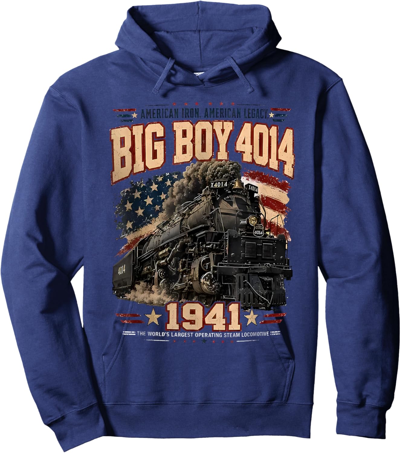 Big Boy 4014 Vintage Steam Locomotive Railroad Train Engine Hoodie - Hoodie | Navy