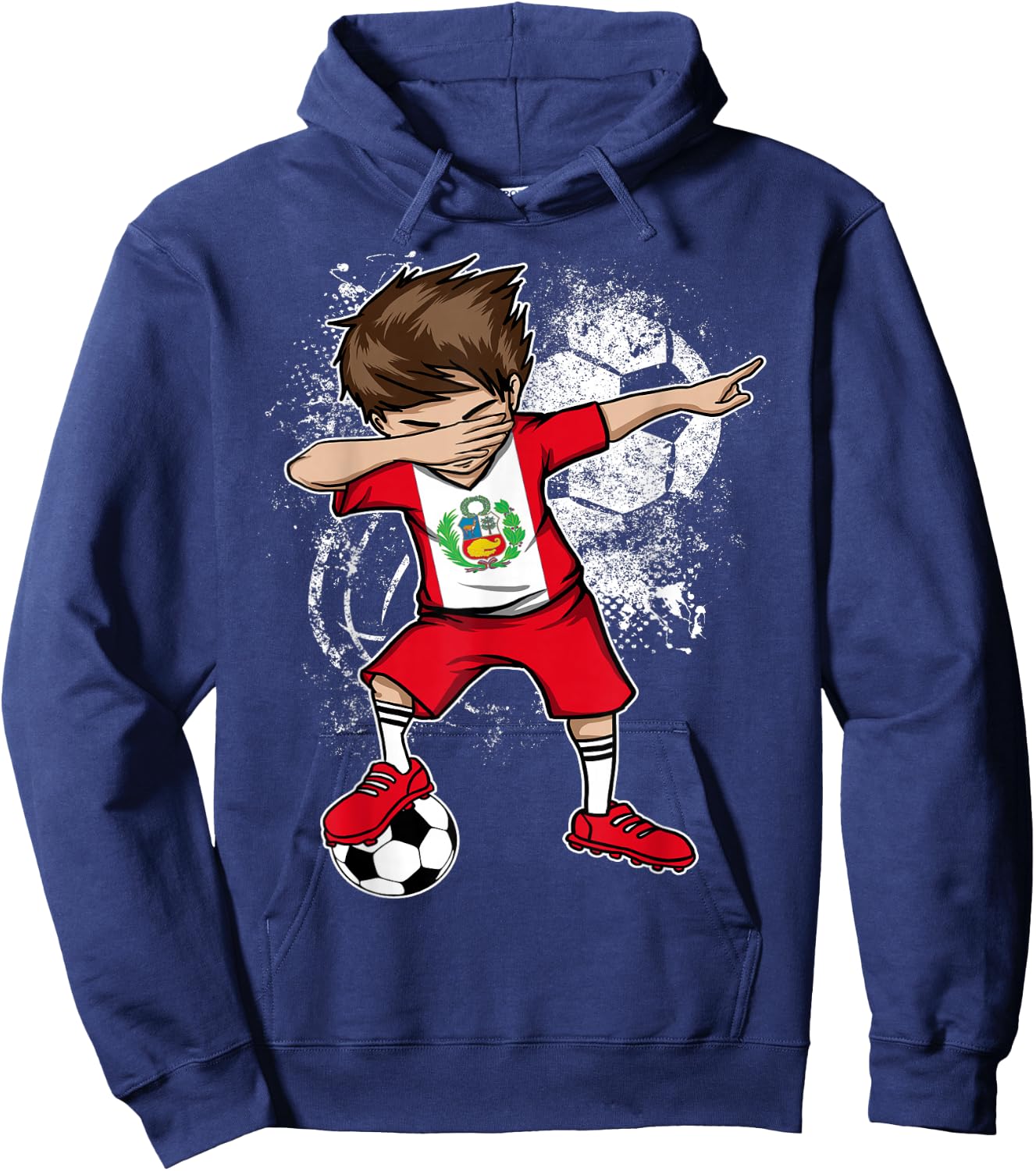 Dabbing Boy Peru Soccer Shirt Jersey Peruvian Football Hoodie - Hoodie | Navy