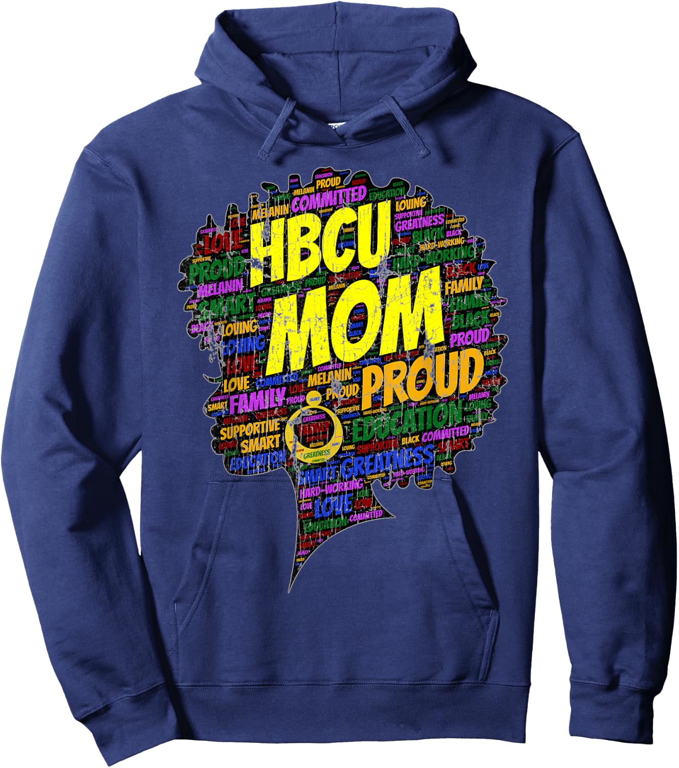 HBCU Mom Parent Graduation Afro Vintage Hoodie - Hoodie | Navy