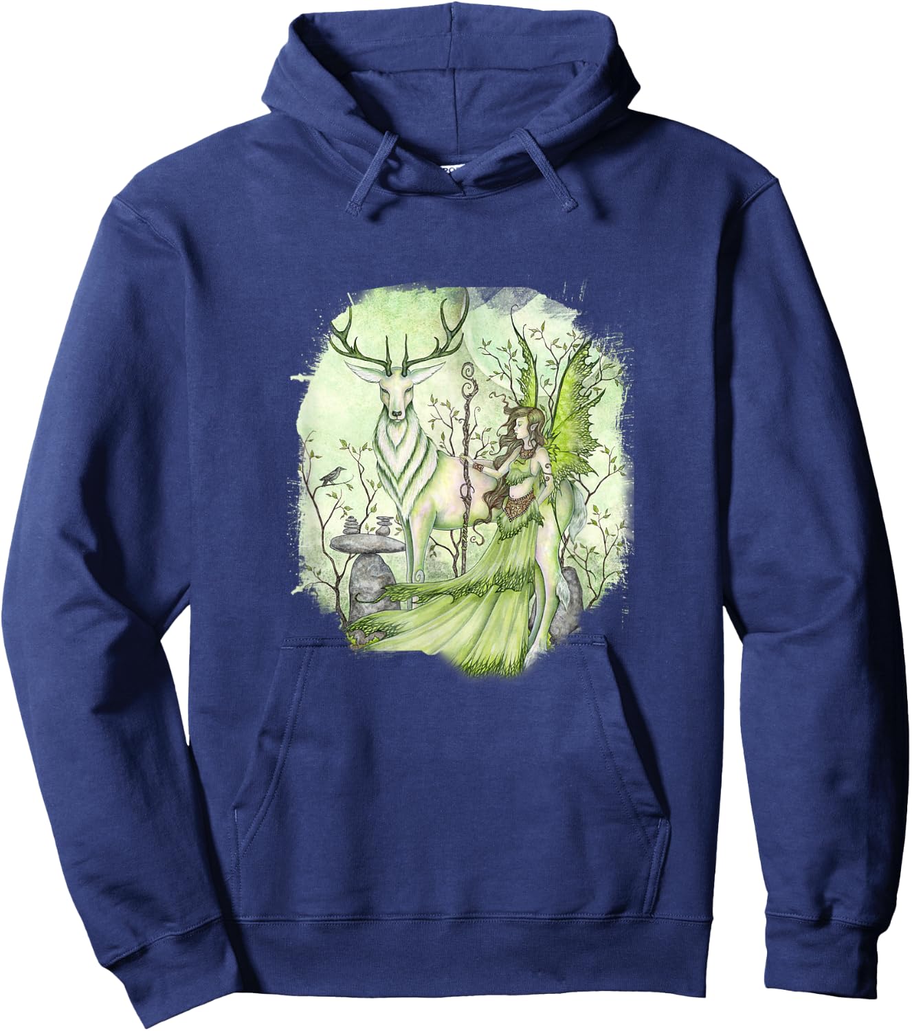 Amy Brown Art, Guardian Fairy Faery Reindeer Hoodie - Hoodie | Navy