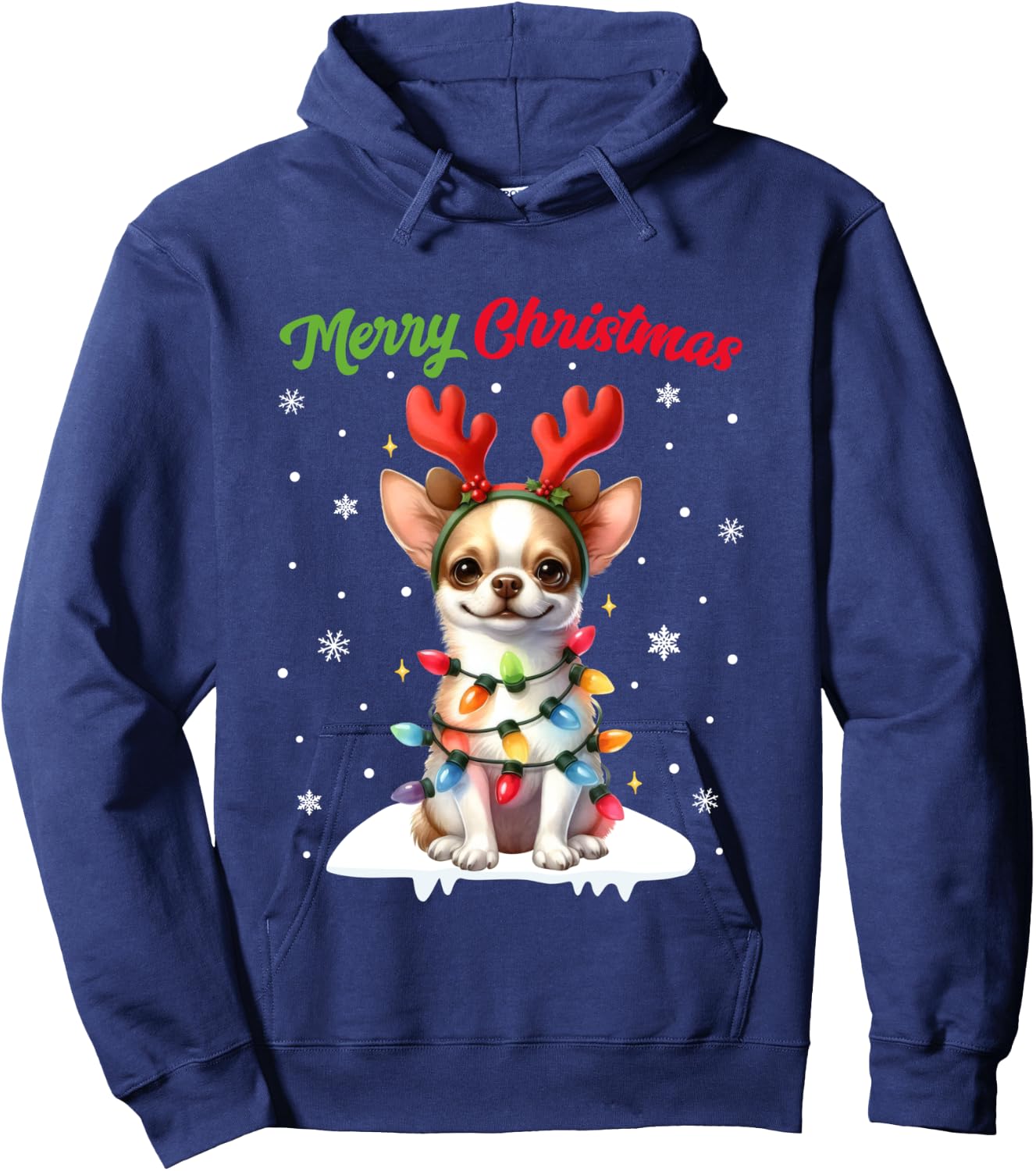 Christmas Pajamas Men Women Kids Christmas Chihuahua Dog Hoodie - Hoodie | Navy