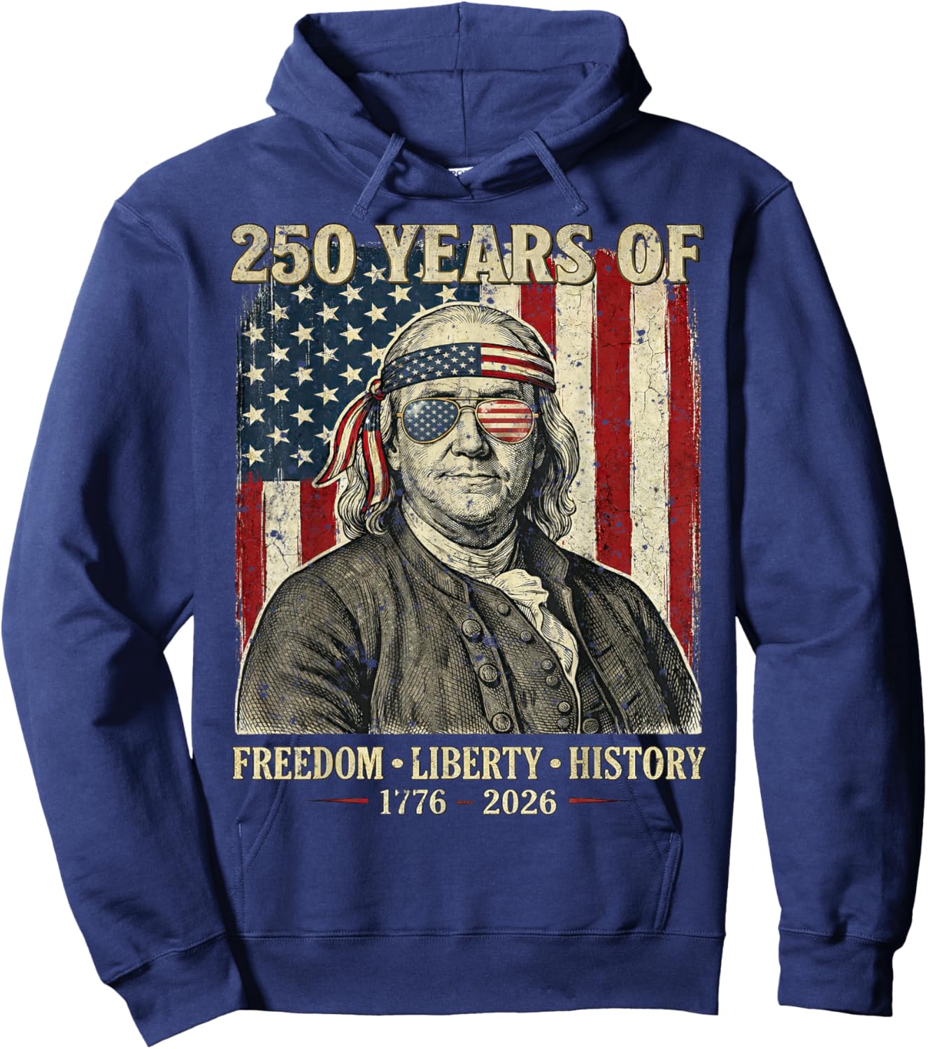 250 Years of Freedom Liberty History Founding Father Retro Hoodie - Hoodie | Navy