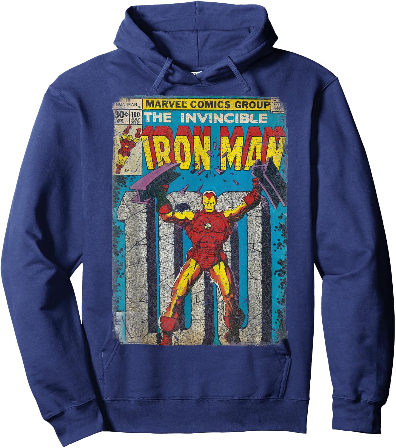 Iron Man Classic Retro Comic Vintage Cover Graphic Hoodie - Hoodie | Navy