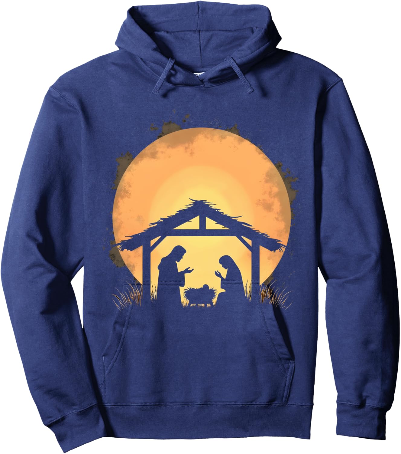 Peaceful Nativity Silhouette Christmas Scene Hoodie - Hoodie | Navy