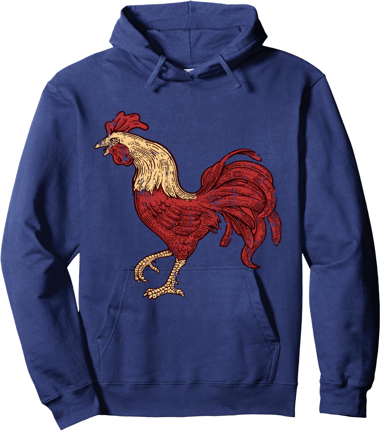 Rooster Retro Vintage T Shirt, Red Fighting Chicken Apparel Hoodie - Hoodie | Navy