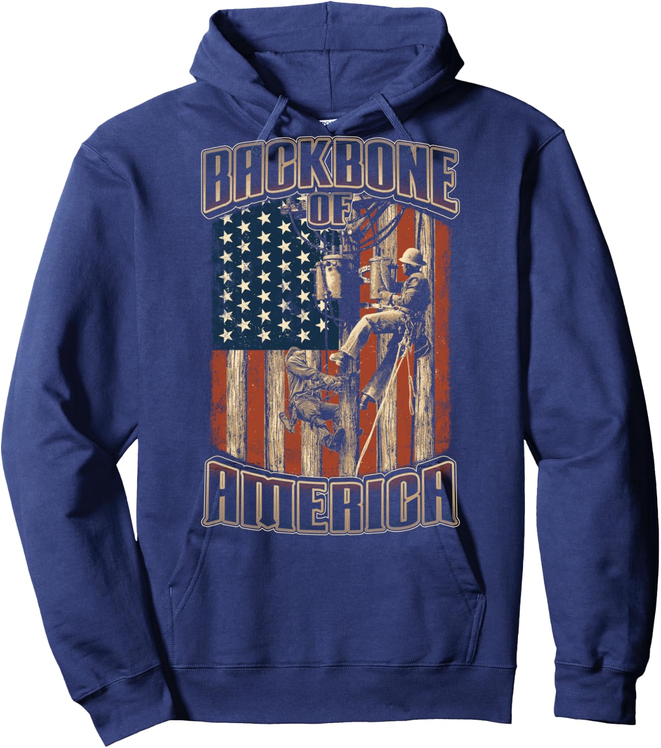 Lineman Lineman American Flag USA Flag Lineman Hoodie - Hoodie | Navy