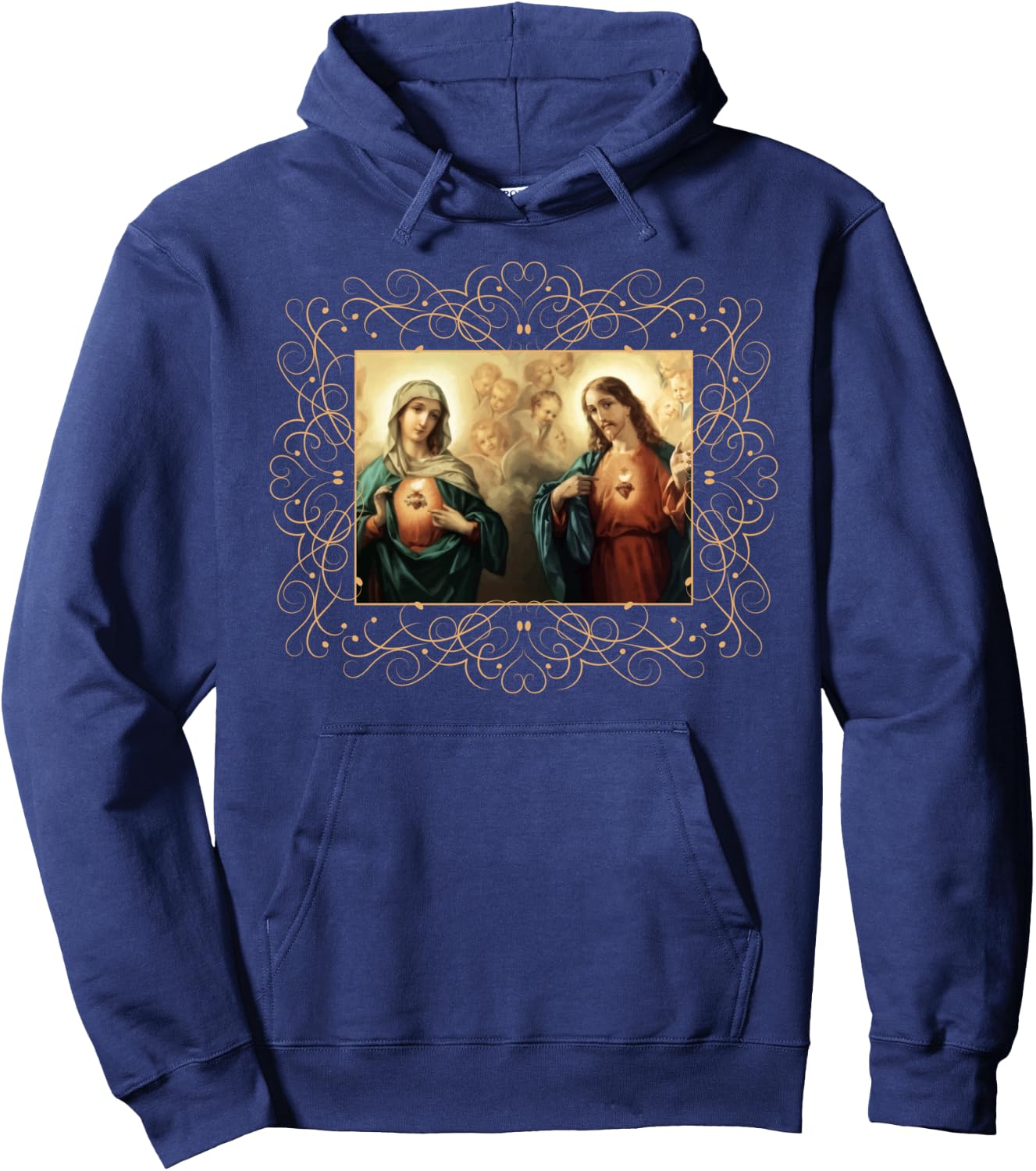 Heart of Jesus and Immaculate Heart Picture Jesus and Mary Hoodie - Hoodie | Navy