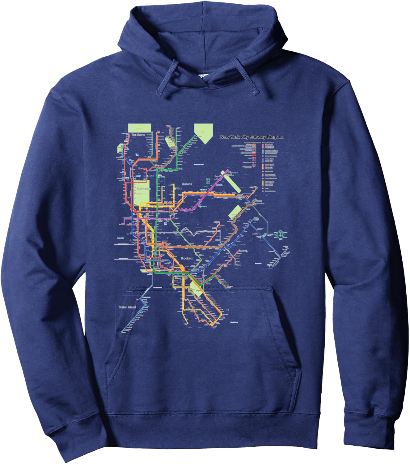 New York City Metro Map Art I Heart NY Souvenir Gifts Hoodie - Hoodie | Navy