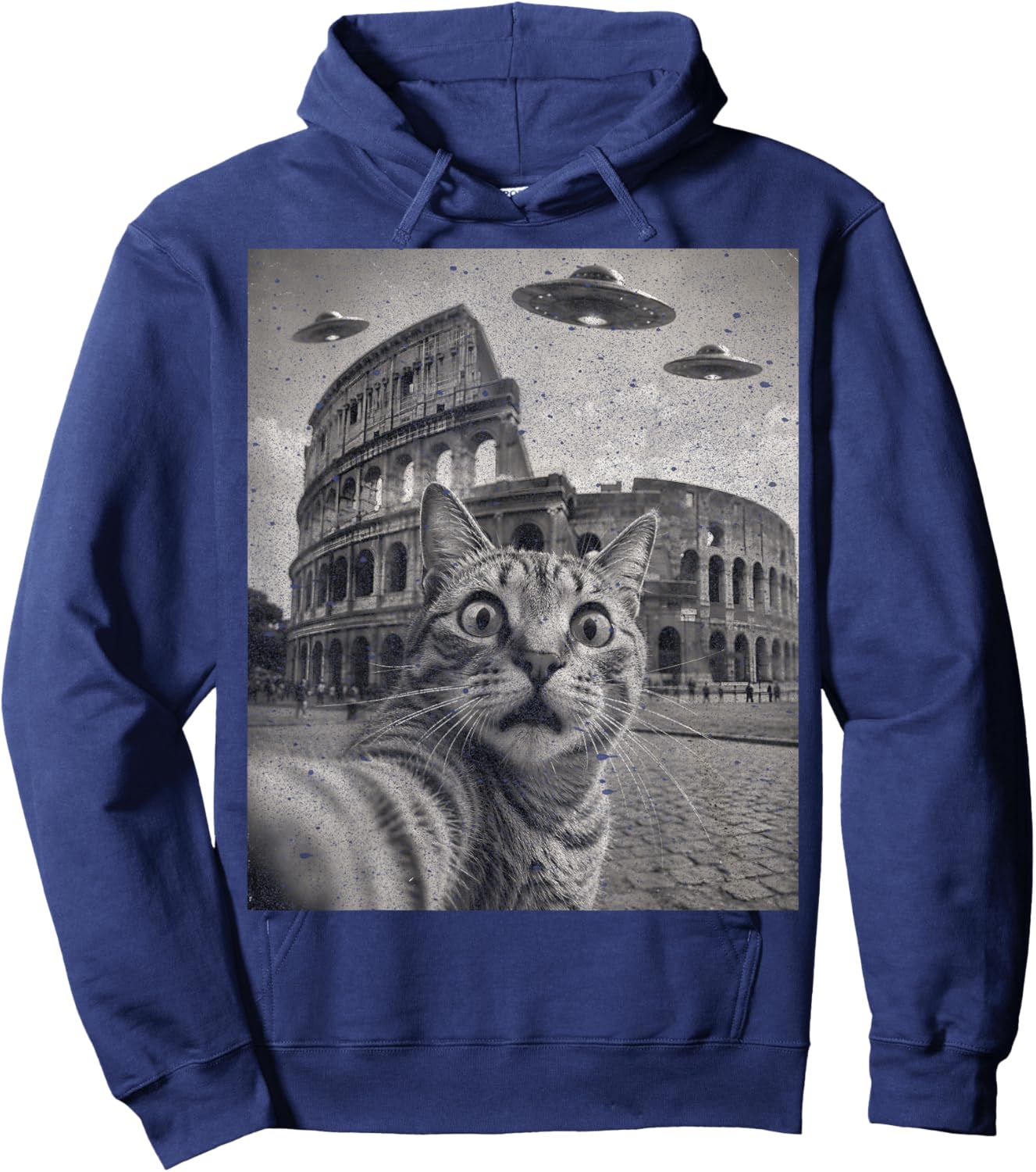 Cat Selfie Rome Colosseum Alien UFO Hoodie - Hoodie | Navy