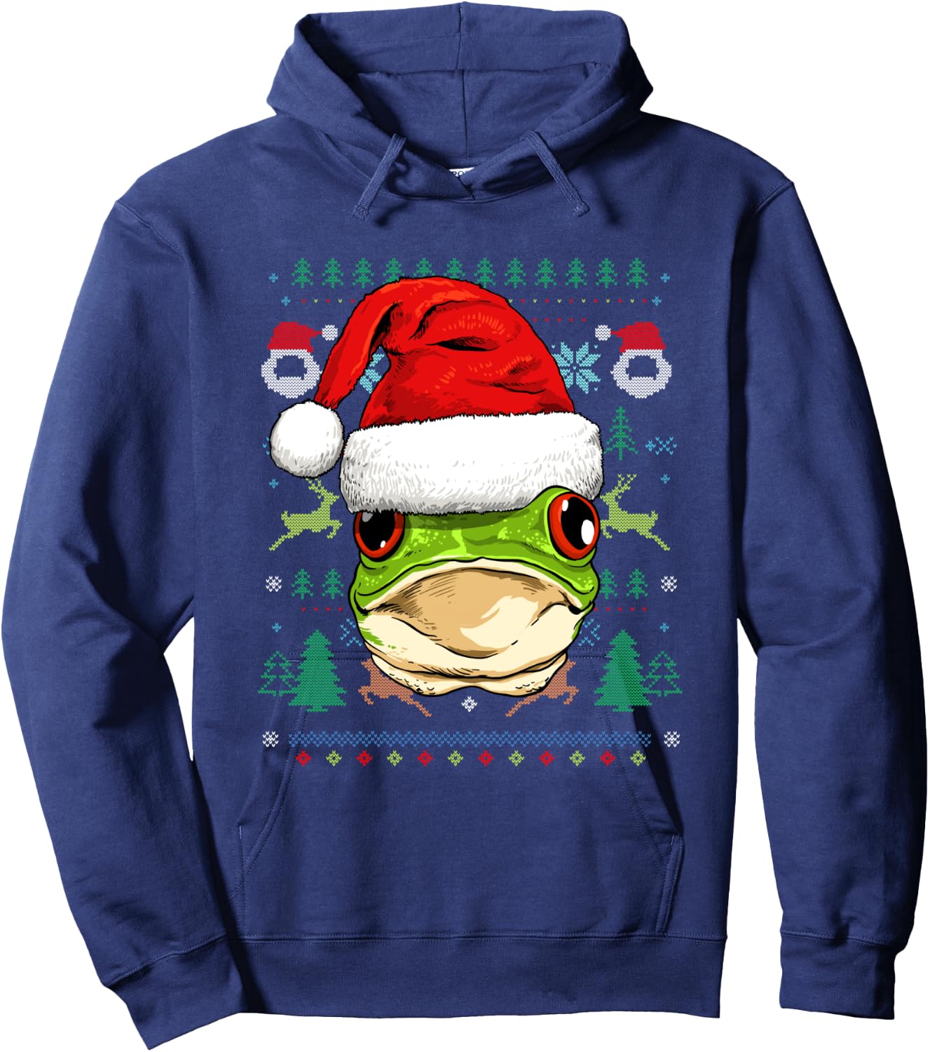 Frog Ugly Christmas Santa Hat Xmas Kids Boys Girls Hoodie - Hoodie | Navy