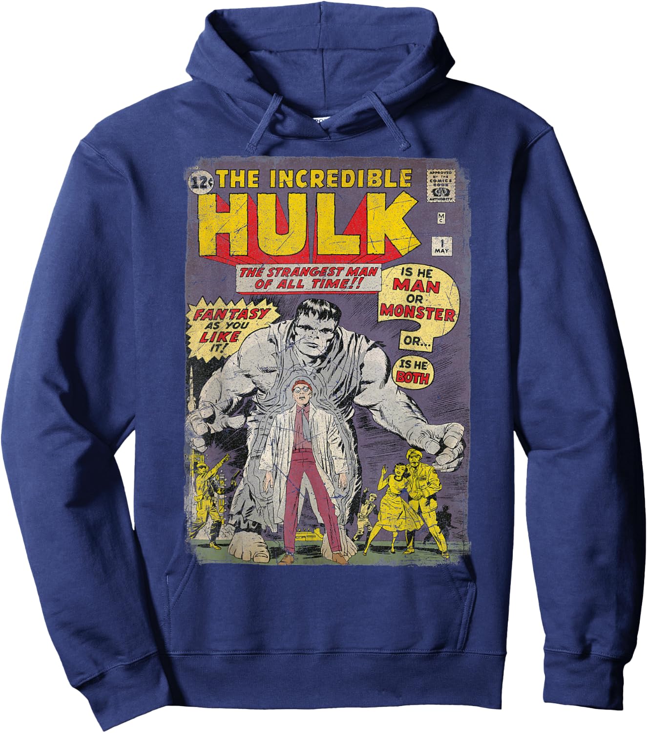 Marvel The Incredible Hulk Classic Retro Comic Book Hoodie - Hoodie | Navy