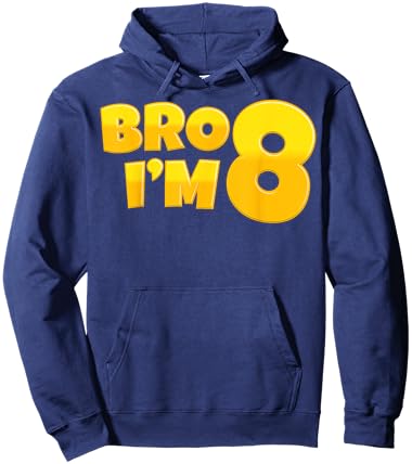 Bro I’m 8 Kids 8th Birthday Party 8 Years Old Boys Girls Hoodie - Hoodie | Navy