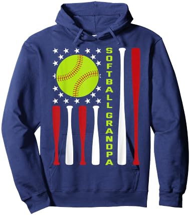 Softball Grandpa American Flag Vintage ic Game Day Hoodie - Hoodie | Navy