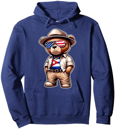 CUBA AMERICAN Dna Proud Teddy Bear Cubano Flag Cuba USA Hoodie - Hoodie | Navy
