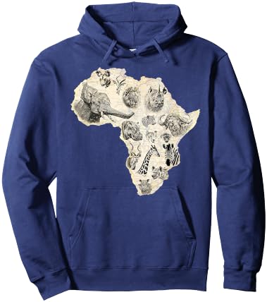 Africa's Most Popular Wild Animals on Africa Map Hoodie - Hoodie | Navy