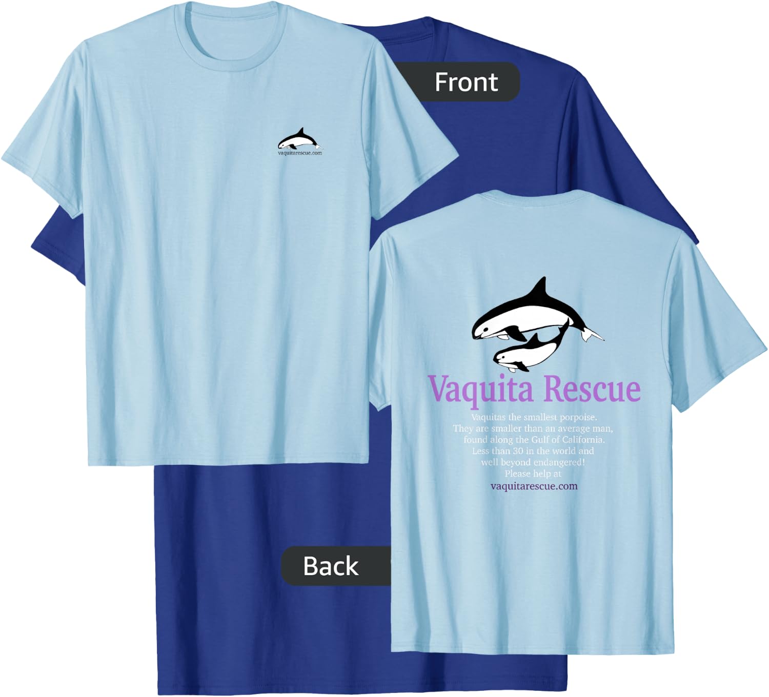 Vaquita Porpoise Dolphin Rescue Endangered Animal T Shirt T-Shirt - T-Shirt | Royal