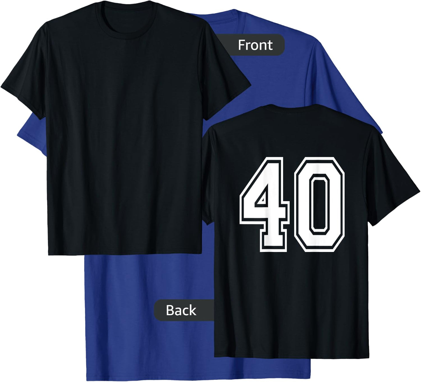 Number 40 Sports Player Number BACK Of Shirt Only T-Shirt - T-Shirt | Royal